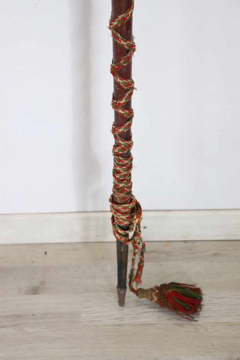 mazza cerimoniale bastone in legno e manico in ottone con stemma Sec XVIII-photo-3