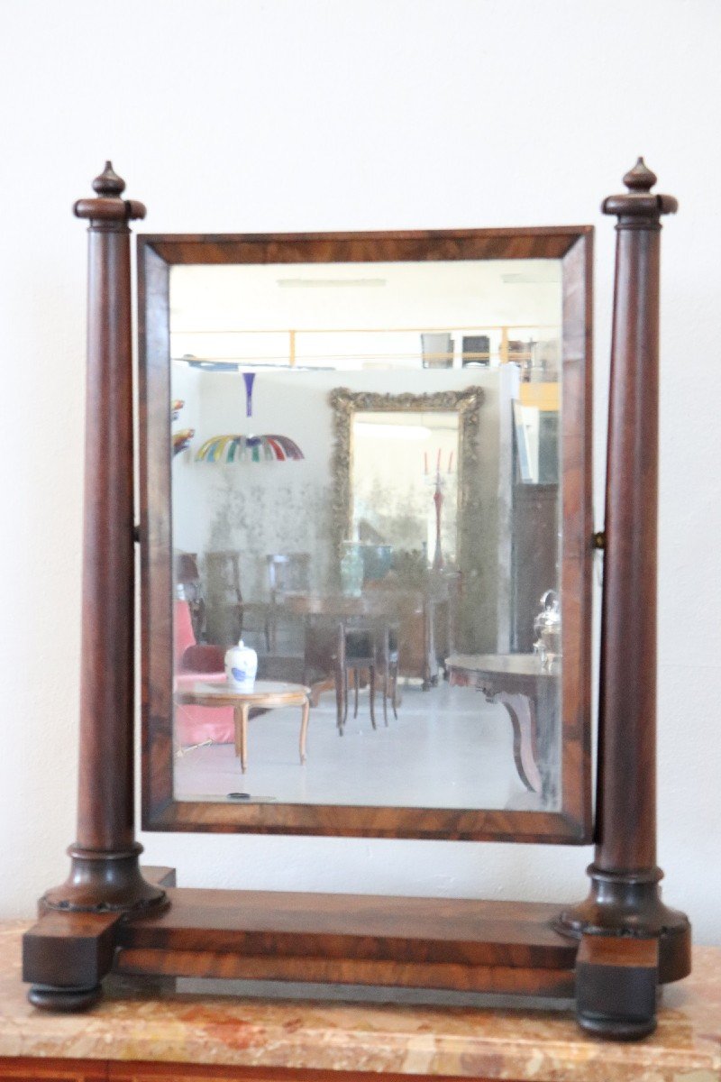Specchio da toeletta in mogano antico, XIX secolo-photo-2