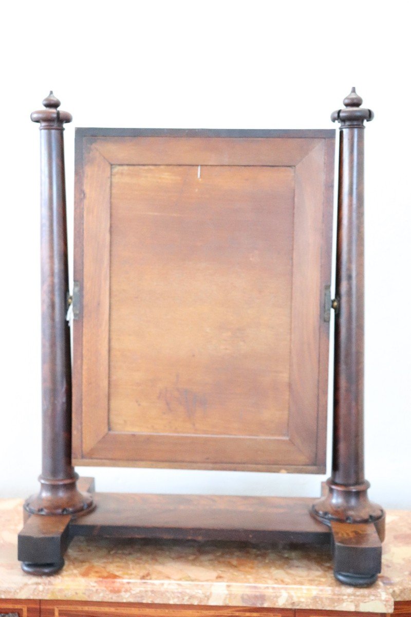 Specchio da toeletta in mogano antico, XIX secolo-photo-5