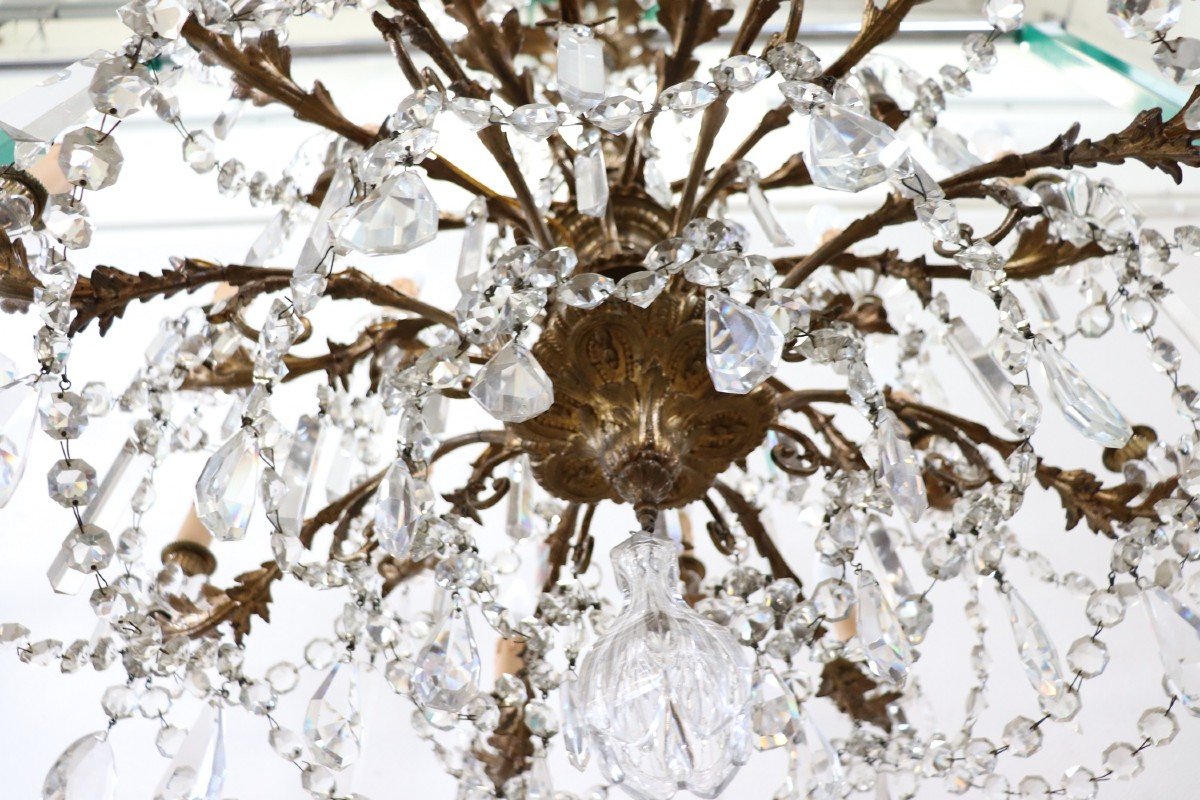 Lampadario grande in bronzo e cristallo con 24 lampadine-photo-5