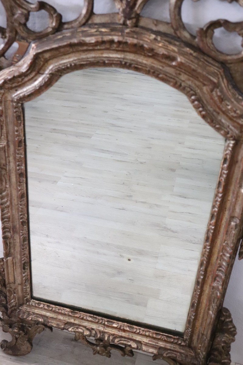 Specchio da parete in legno intagliato XVIII secolo-photo-2