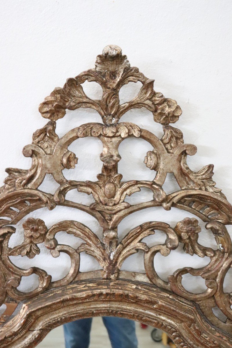 Specchio da parete in legno intagliato XVIII secolo-photo-3
