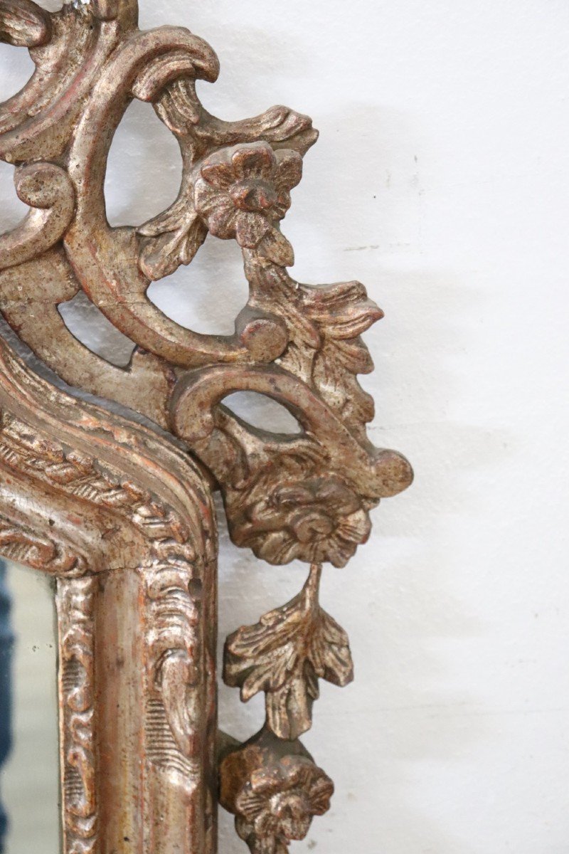 Specchio da parete in legno intagliato XVIII secolo-photo-1