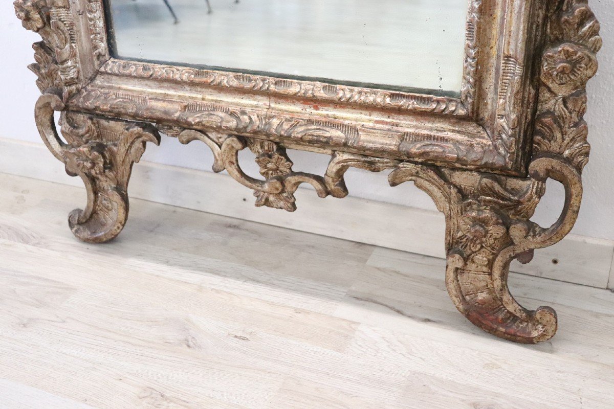 Specchio da parete in legno intagliato XVIII secolo-photo-3