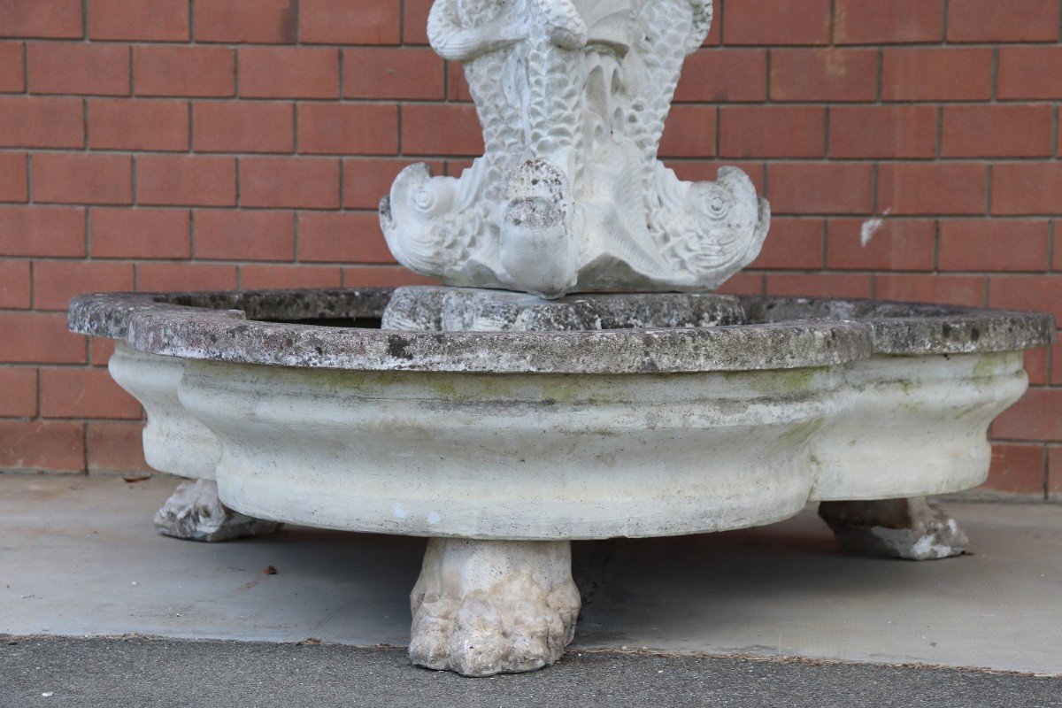 Fontana da giardino grande neoclassica con statua-photo-2