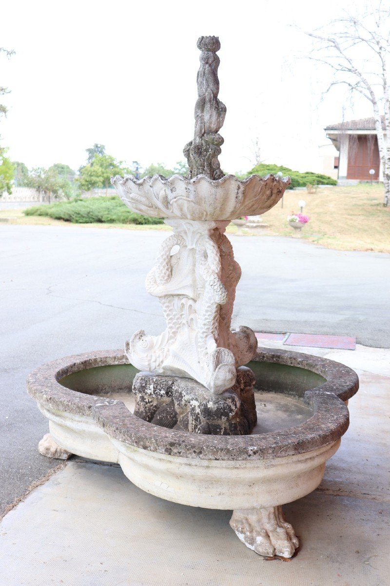 Fontana da giardino grande neoclassica con statua-photo-4