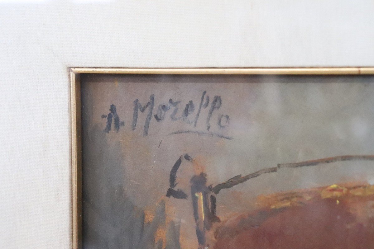 Amedeo Merello, Natura morta con funghi, anni '60, Olio su tavola-photo-3