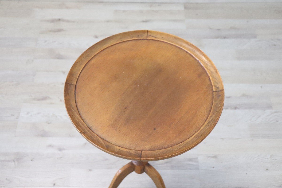 Tavolo da fumo rotondo della metà del XIX secolo in legno di faggio-photo-4