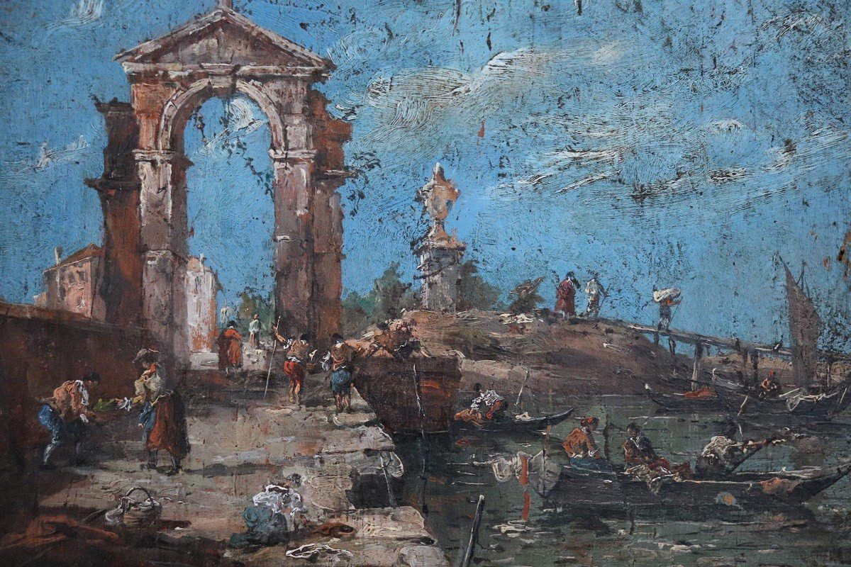 Paesaggio veneziano, XIX secolo, Olio su tavola-photo-3