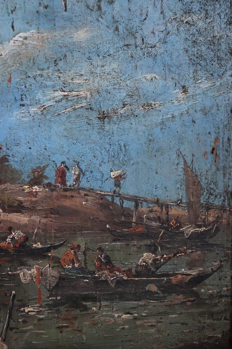 Paesaggio veneziano, XIX secolo, Olio su tavola-photo-2