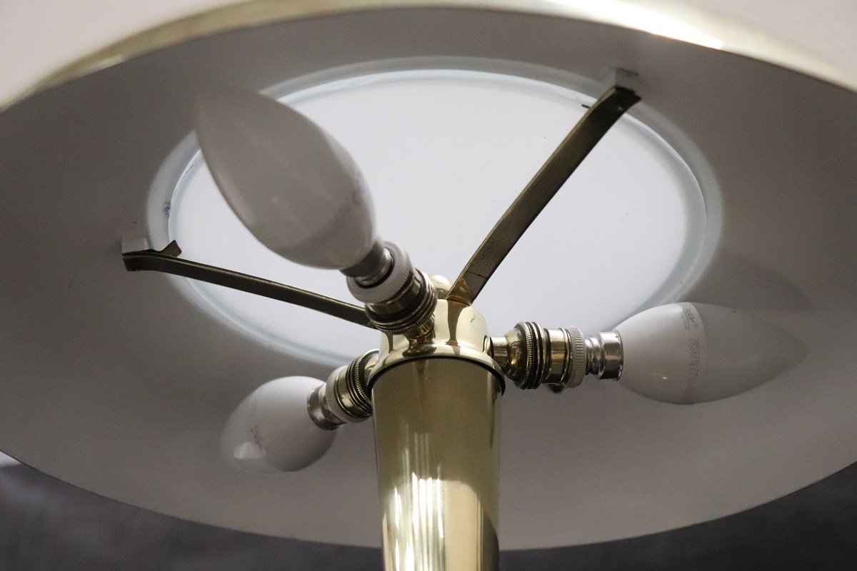 Lampada da tavolo in ottone attribuita a Oscar Torlasco per Lumi, anni '50-photo-3