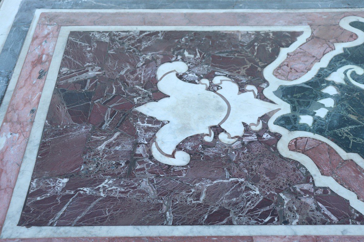 Tavolo da giardino in ferro con piano in marmo, anni '80-photo-3