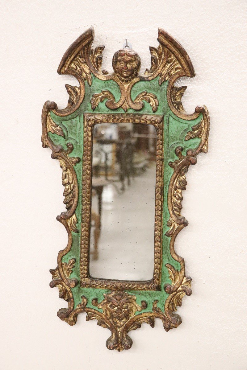 Specchio da parete in legno intagliato, anni '80-photo-2