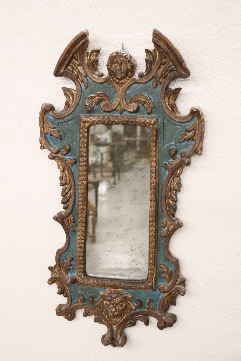 Specchio da parete in legno intagliato, anni '80-photo-2