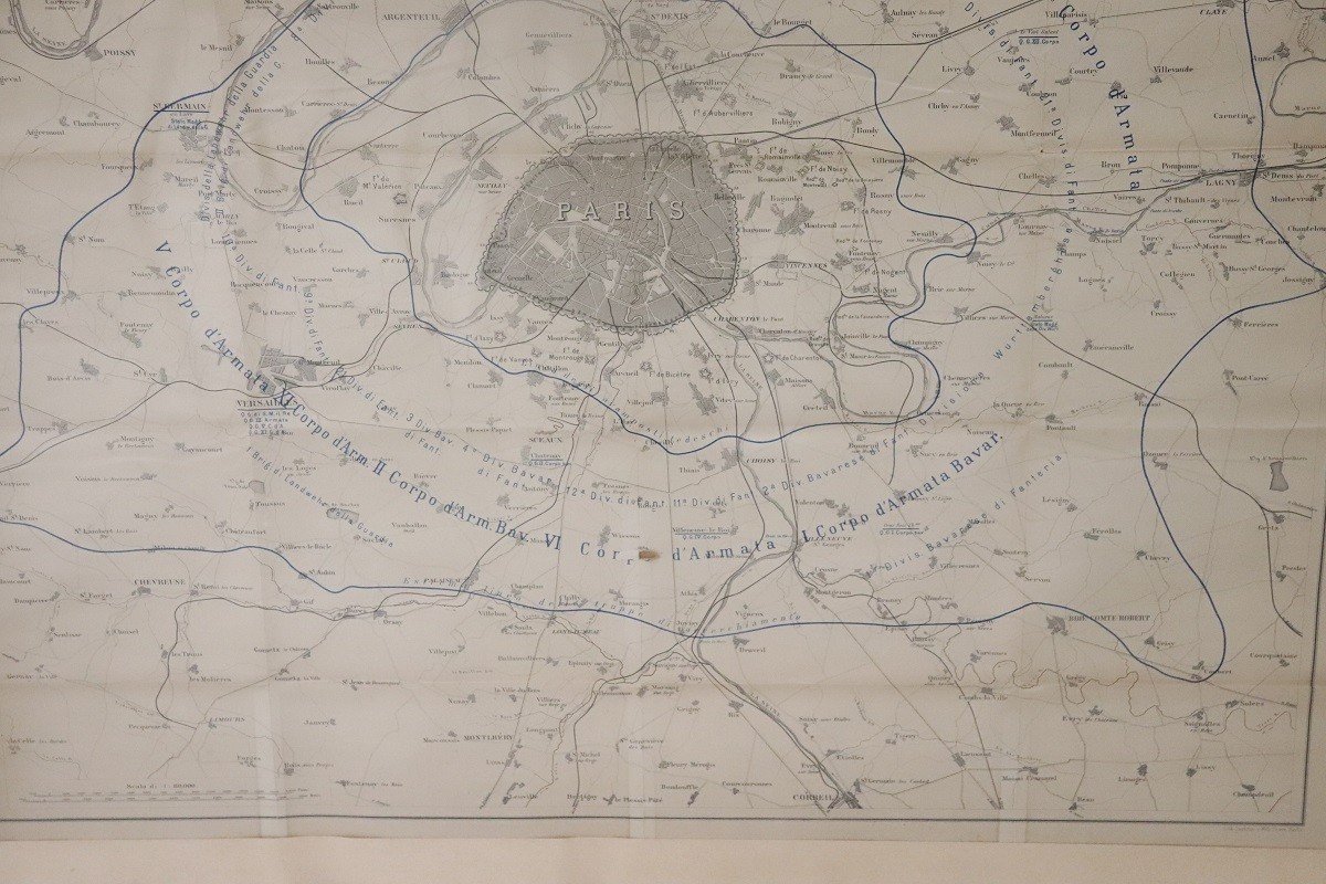 Antiche carte geografiche della guerra franco-tedesca, set di 4-photo-8