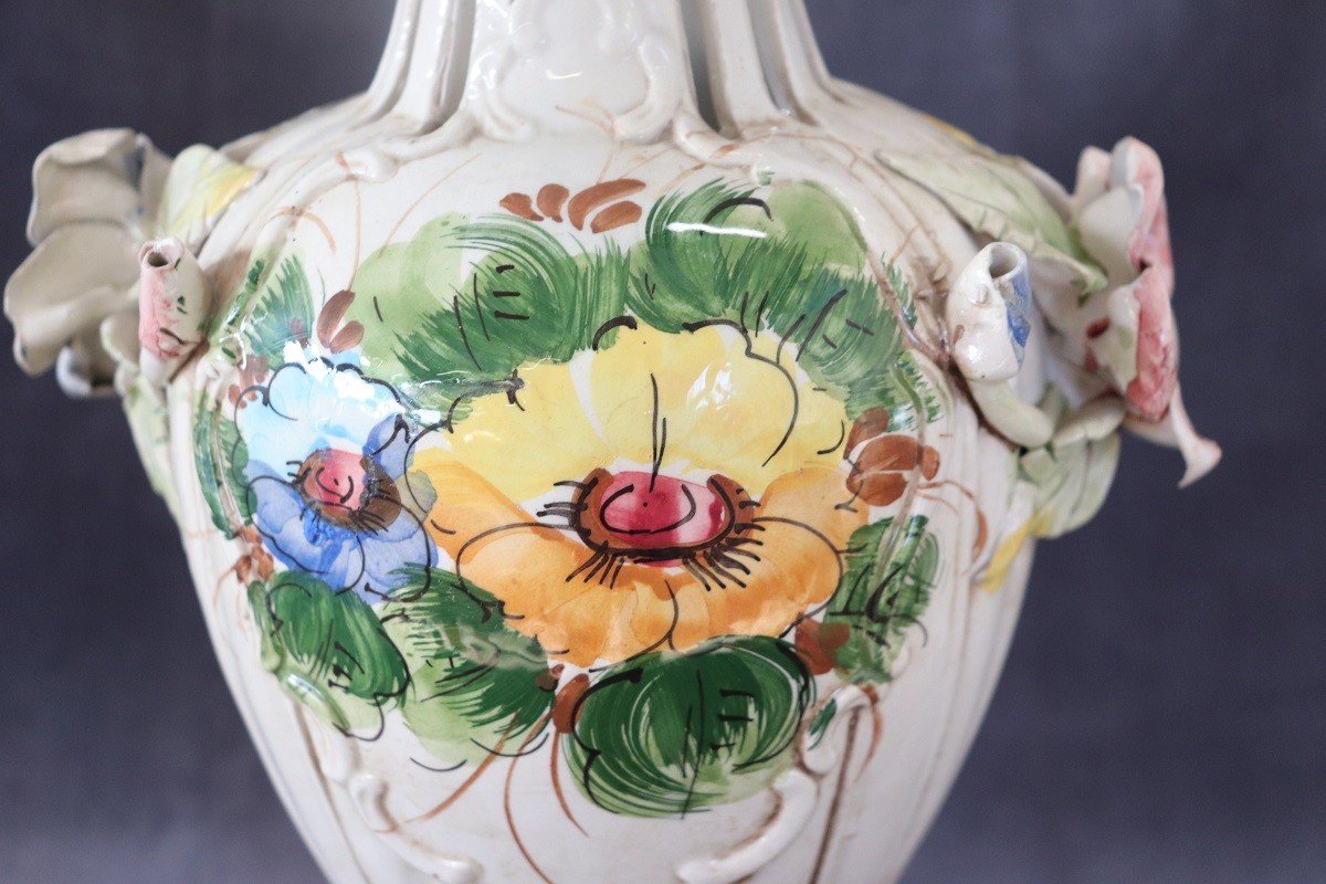 Vaso in ceramica dipinto a mano di Bassano, anni '90-photo-2