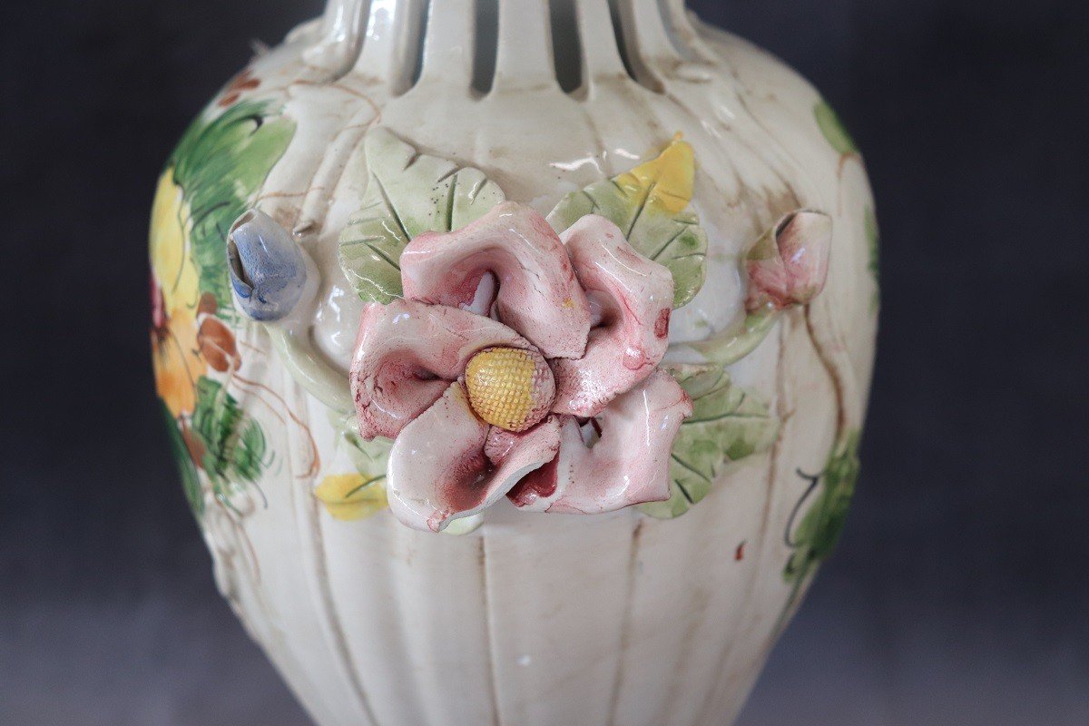 Vaso in ceramica dipinto a mano di Bassano, anni '90-photo-3