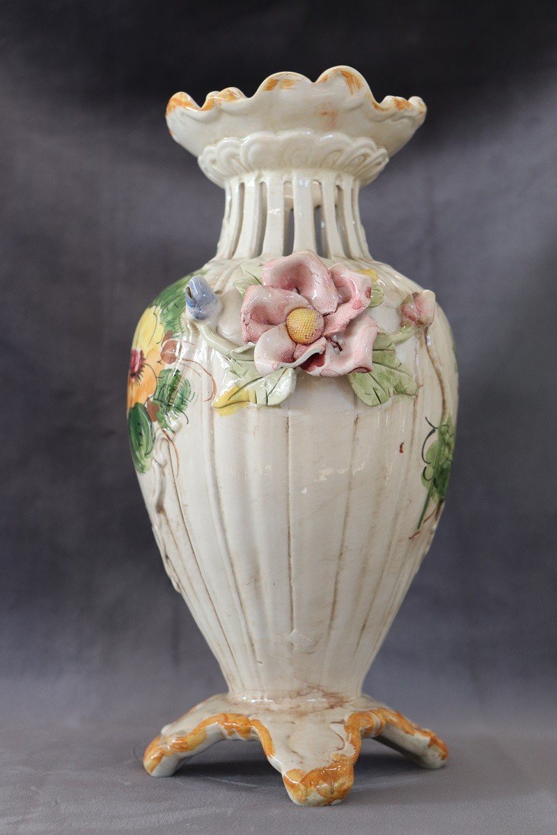 Vaso in ceramica dipinto a mano di Bassano, anni '90-photo-1