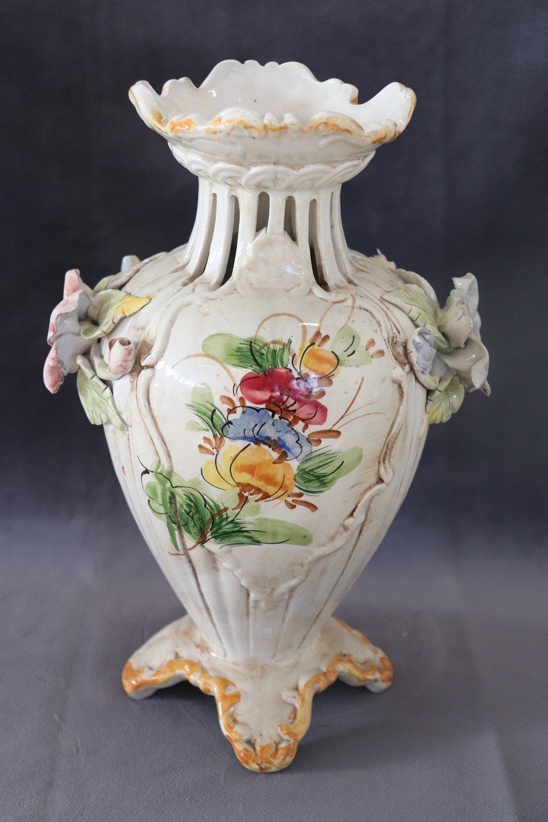 Vaso in ceramica dipinto a mano di Bassano, anni '90-photo-2