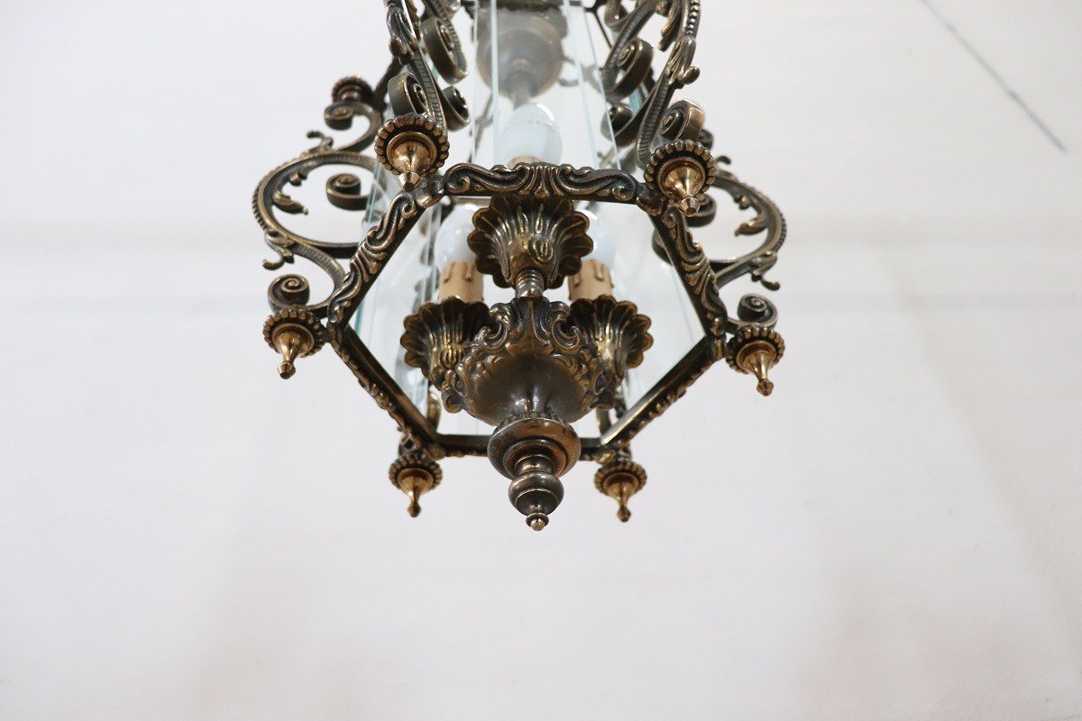 Lanterna in bronzo e vetro-photo-4