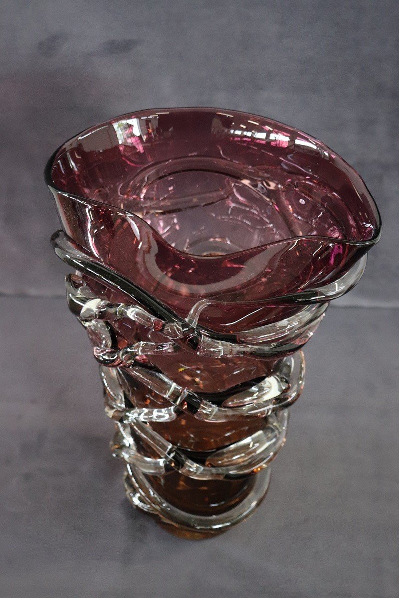 Vaso grande in vetro artistico di Murano, Italia, anni '80-photo-4