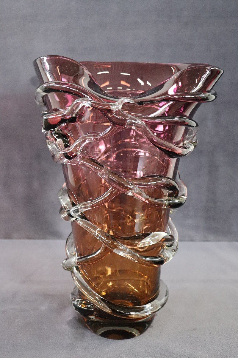 Vaso grande in vetro artistico di Murano, Italia, anni '80-photo-1