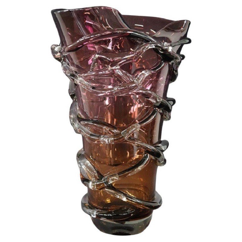 Vaso grande in vetro artistico di Murano, Italia, anni '80