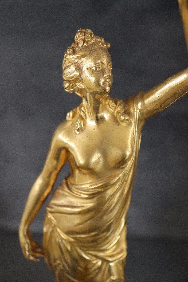 Figure scultoree, bronzo dorato su basi in alabastro, inizio XX secolo, set di 2-photo-8
