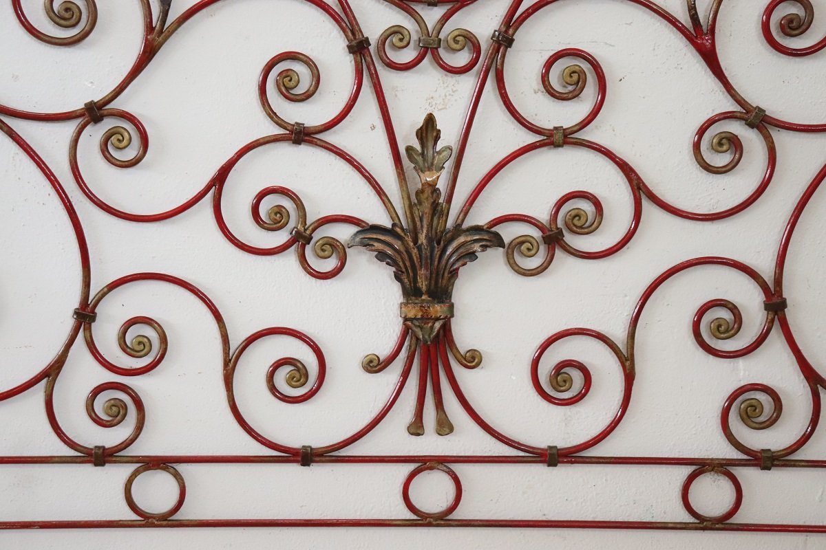 Testiera letto matrimoniale in ferro rosso, inizio XX secolo PREZZO SPECIALE-photo-4