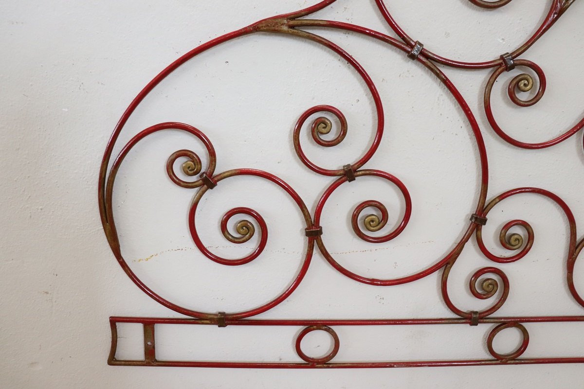 Testiera letto matrimoniale in ferro rosso, inizio XX secolo PREZZO SPECIALE-photo-4