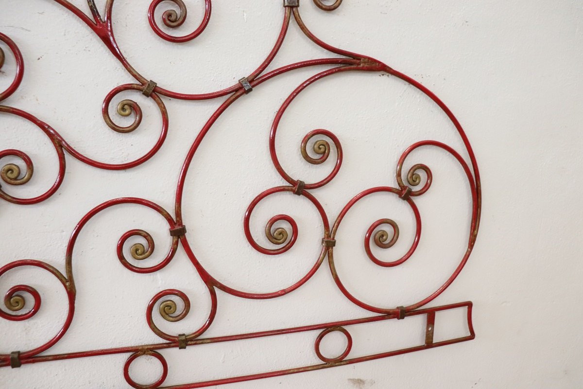 Testiera letto matrimoniale in ferro rosso, inizio XX secolo PREZZO SPECIALE-photo-5