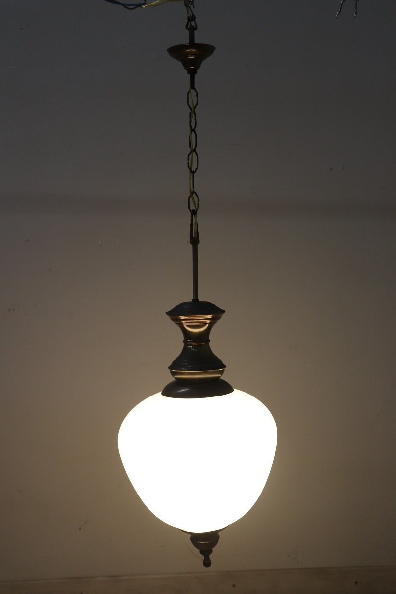 Lampada a sospensione in ottone e vetro, anni '60 PREZZO SPECIALE-photo-2