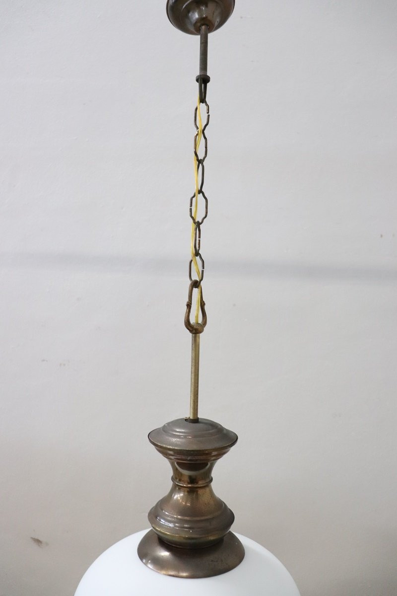Lampada a sospensione in ottone e vetro, anni '60 PREZZO SPECIALE-photo-4