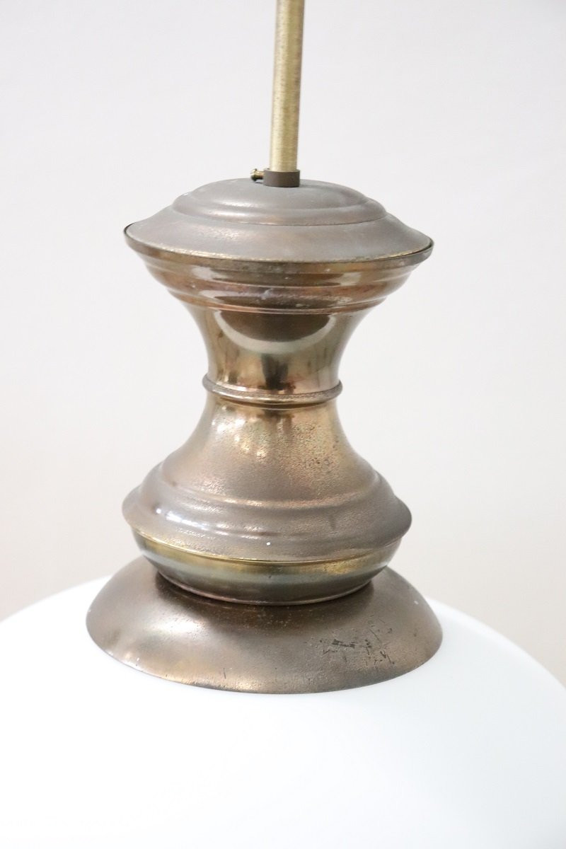 Lampada a sospensione in ottone e vetro, anni '60 PREZZO SPECIALE-photo-1
