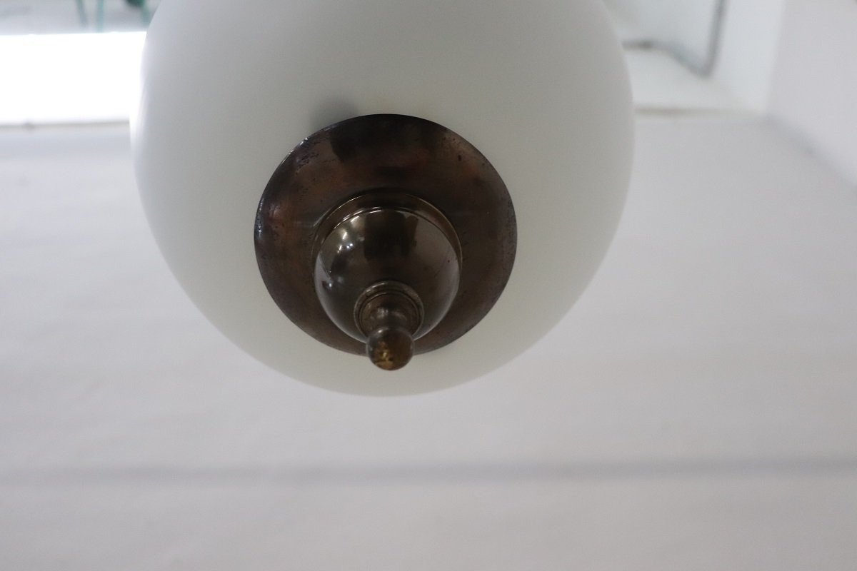 Lampada a sospensione in ottone e vetro, anni '60 PREZZO SPECIALE-photo-2