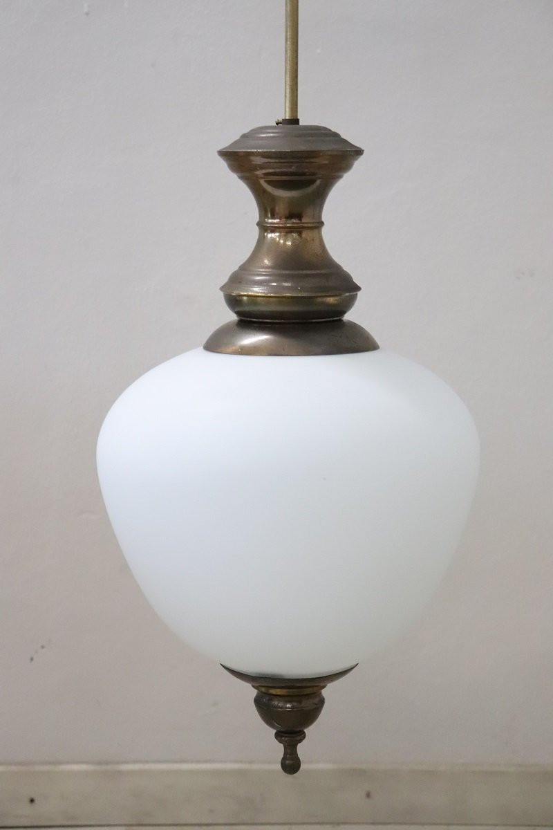 Lampada a sospensione in ottone e vetro, anni '60 PREZZO SPECIALE-photo-3