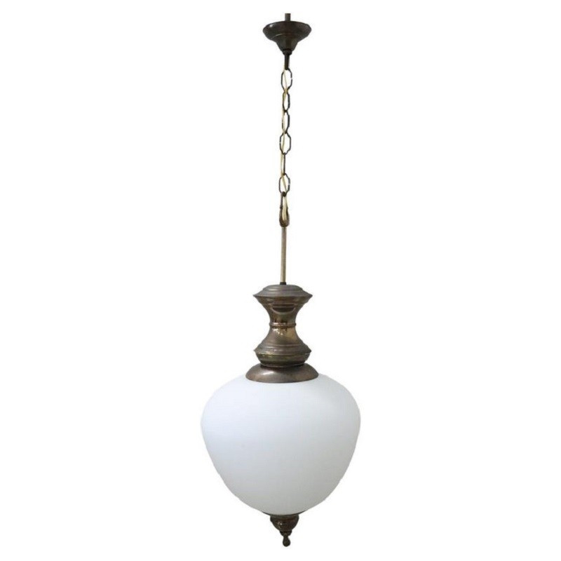 Lampada a sospensione in ottone e vetro, anni '60 PREZZO SPECIALE