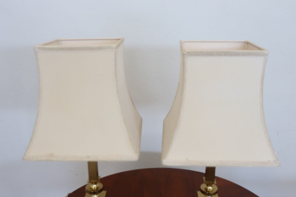 Lampade da comodino dorate, anni '70, set di 2-photo-3