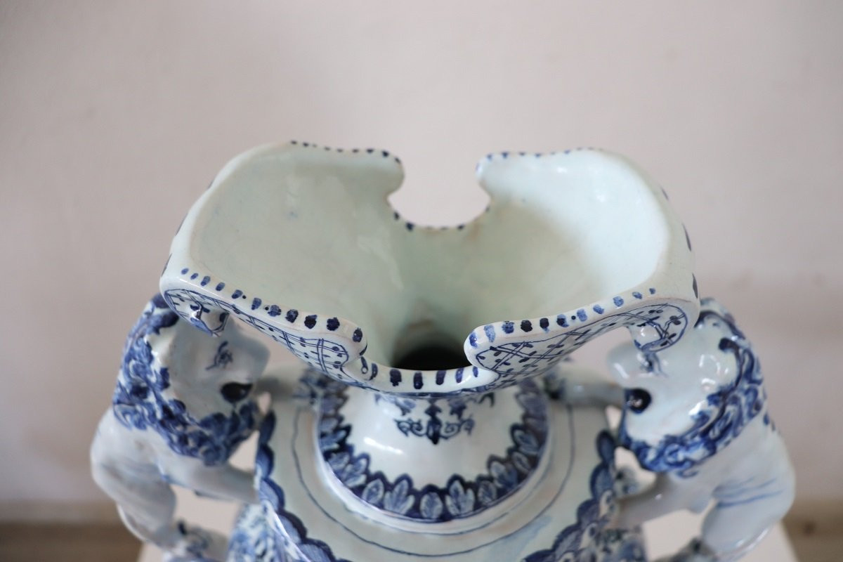 Vaso in maiolica con leoni, XIX secolo-photo-5