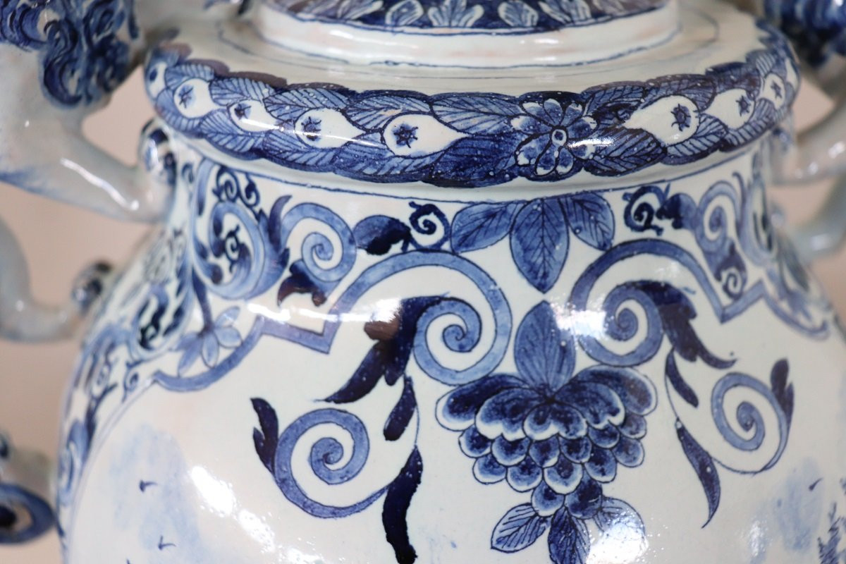 Vaso in maiolica con leoni, XIX secolo-photo-8