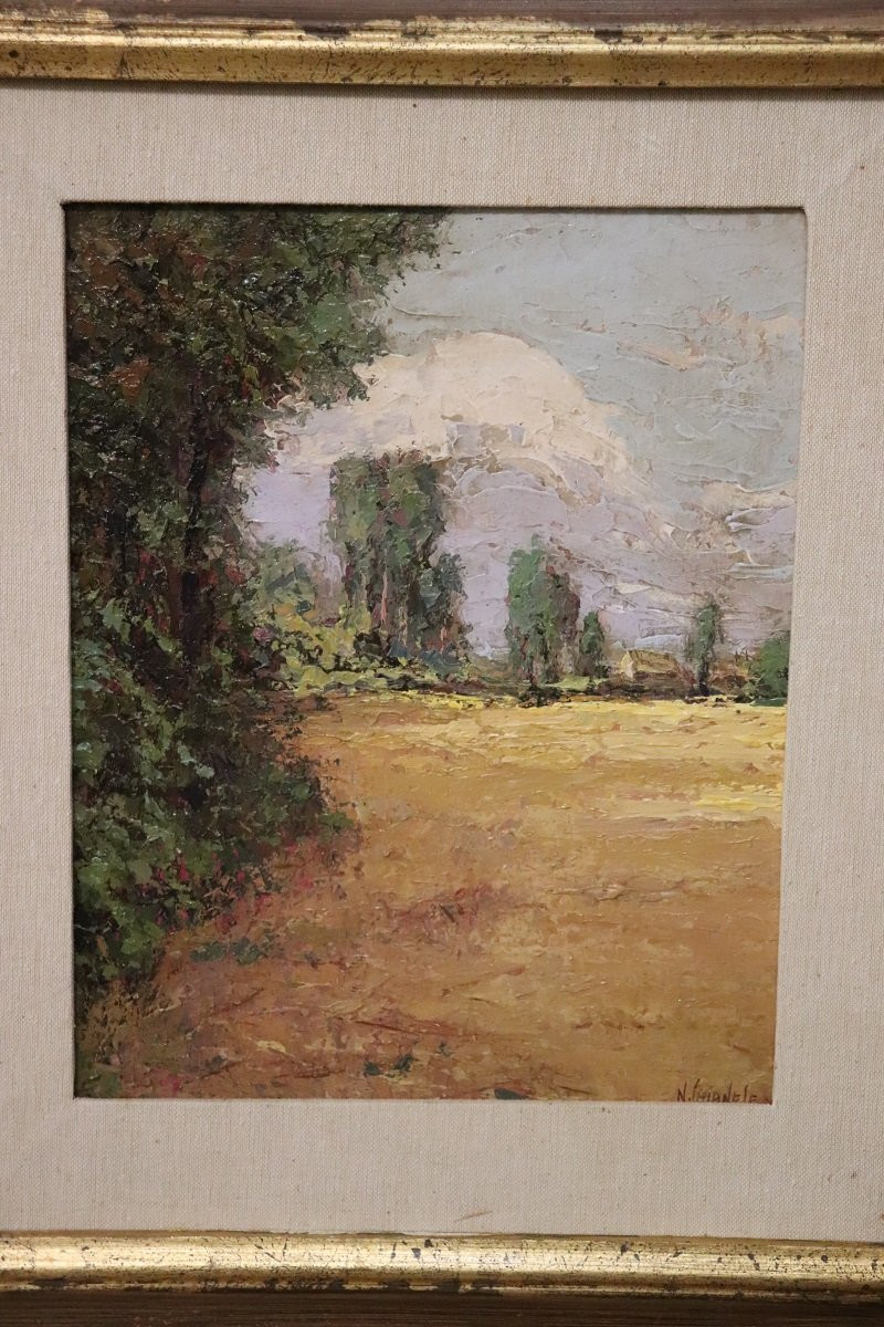 Campagna italiana, dipinto ad olio del XX secolo, firmato-photo-4