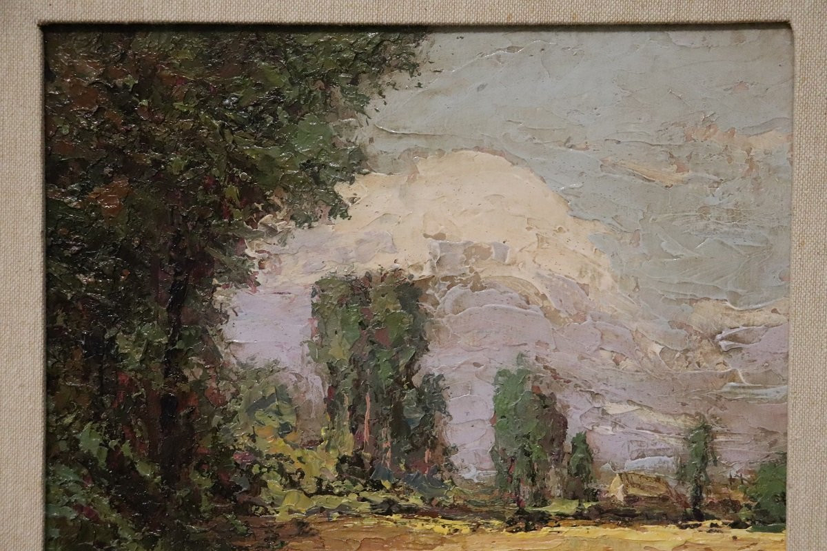 Campagna italiana, dipinto ad olio del XX secolo, firmato-photo-2
