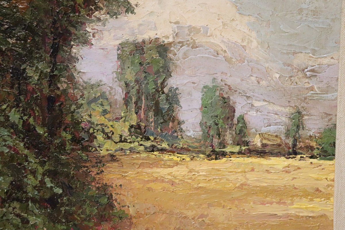 Campagna italiana, dipinto ad olio del XX secolo, firmato-photo-3