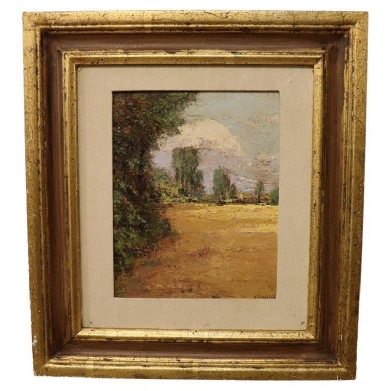 Campagna italiana, dipinto ad olio del XX secolo, firmato