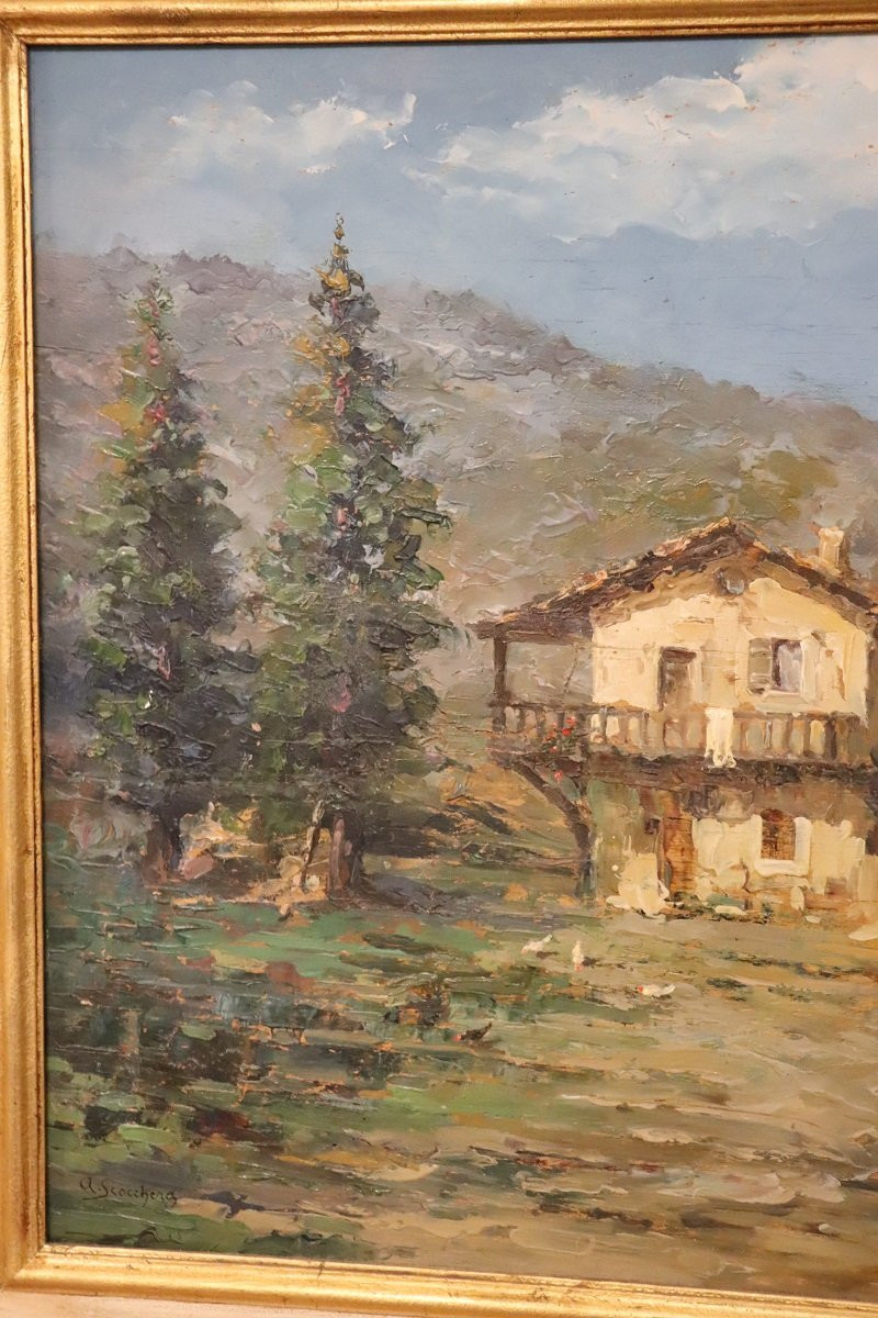 Paesaggio di montagna italiano, dipinto ad olio firmato, XX secolo-photo-4