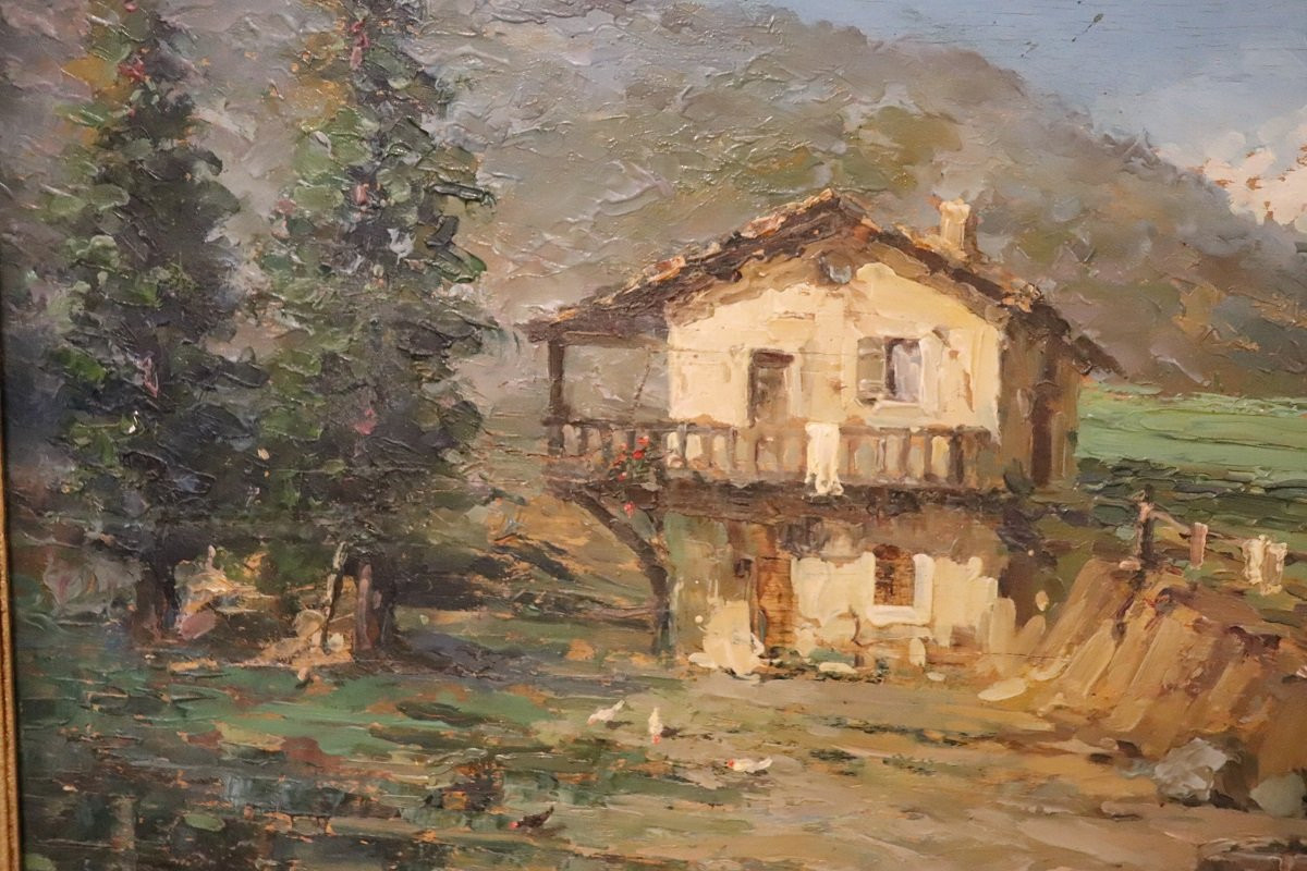 Paesaggio di montagna italiano, dipinto ad olio firmato, XX secolo-photo-5