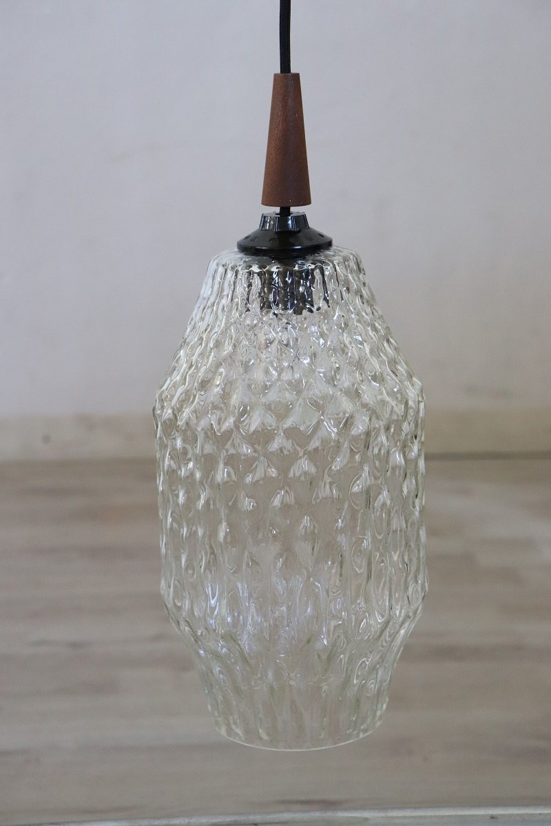 Lampade a sospensione in vetro di Murano, anni '60, set di 2-photo-4