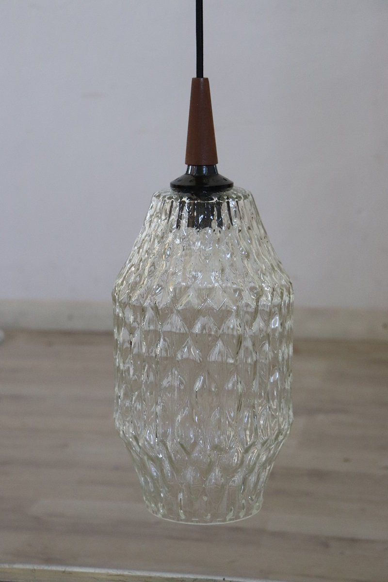 Lampade a sospensione in vetro di Murano, anni '60, set di 2-photo-2