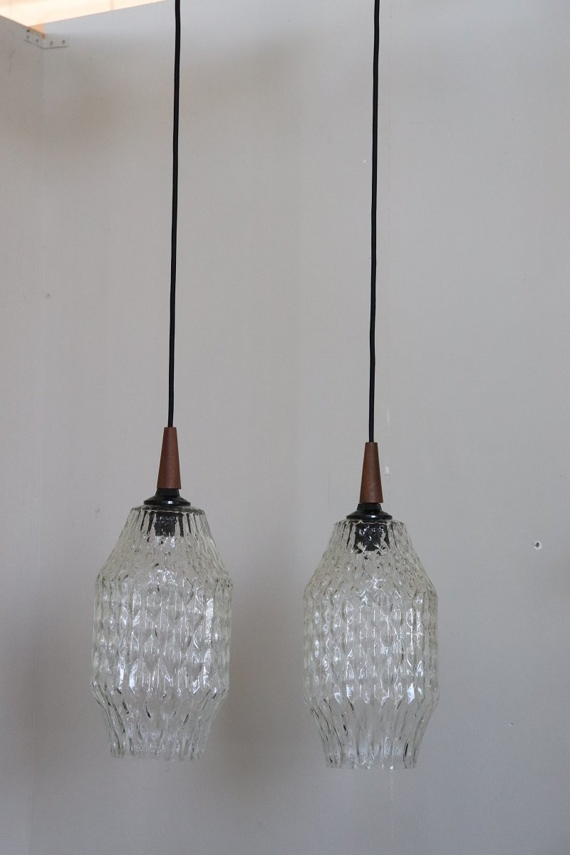 Lampade a sospensione in vetro di Murano, anni '60, set di 2-photo-3