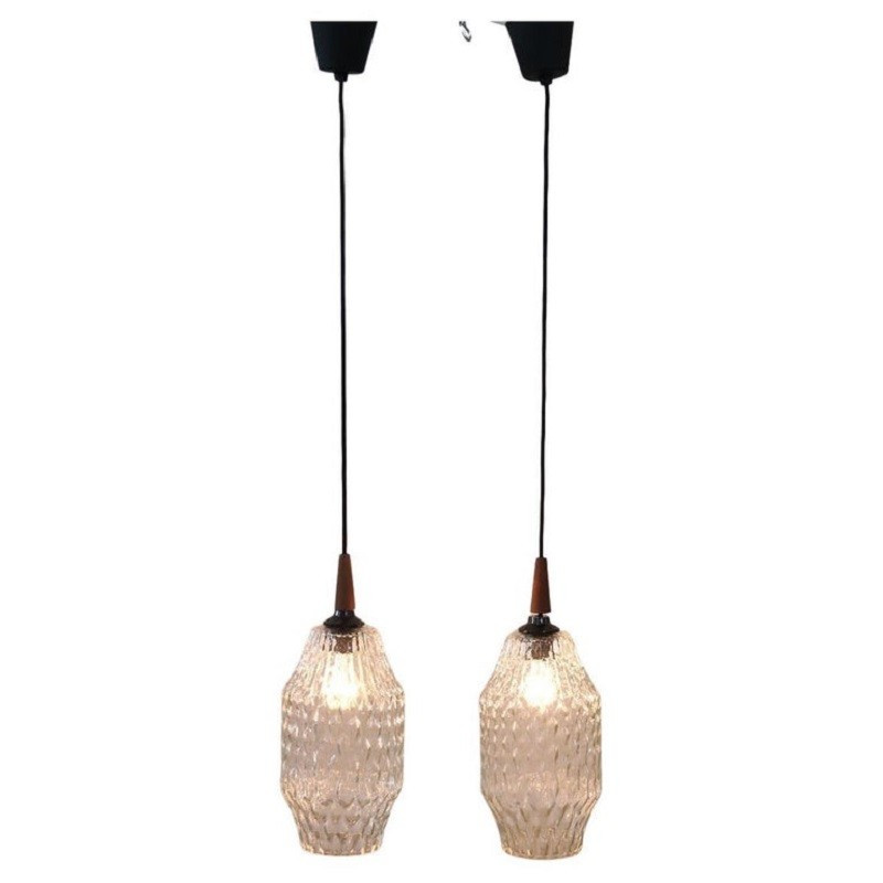 Lampade a sospensione in vetro di Murano, anni '60, set di 2